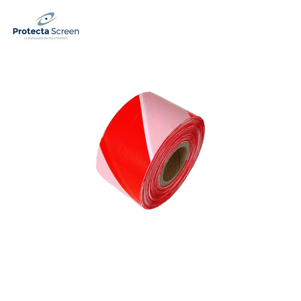 Rubalise plastique 50mm*100m blanc rouge de chantier
